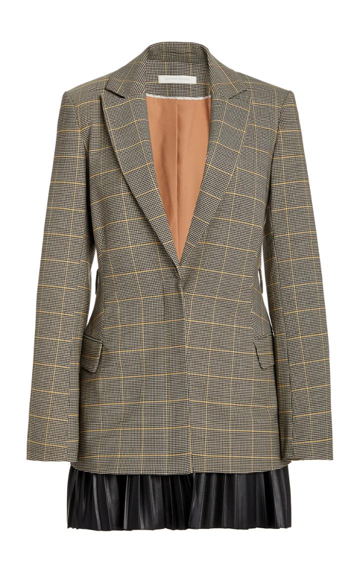 Moda Operandi Jonathan Simkhai Logan Faux-leather Trimmed Check Blazer