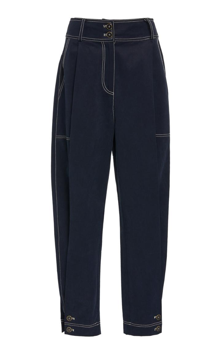 Ulla Johnson Fleet Contrast Stitch Tapered Twill Pants