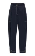 Ulla Johnson Fleet Contrast Stitch Tapered Twill Pants