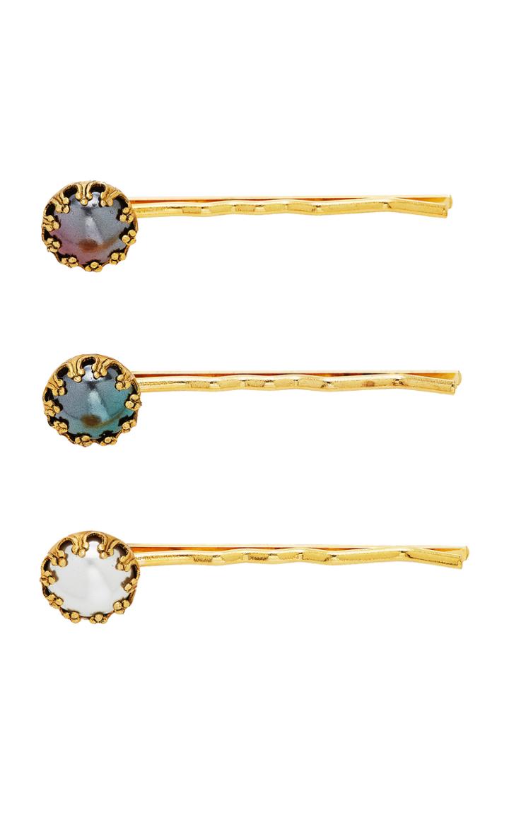 Brinker & Eliza Tri-color Pearl Set Of Three Hair Pins