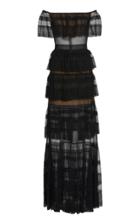 Zuhair Murad Tiered Off-the-shoulder Silk-blend Lace Maxi Dress