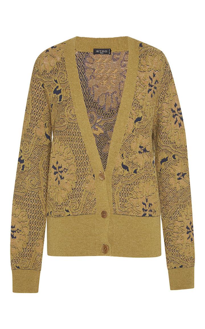 Etro Tonal Medallion Intarsia V-neck Cardigan
