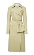 Moda Operandi Jil Sander Double-breasted Leather Coat With Belt Bag