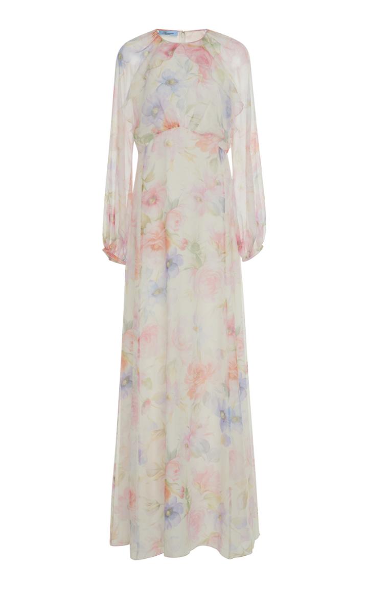 Blumarine Printed Silk Maxi Dress