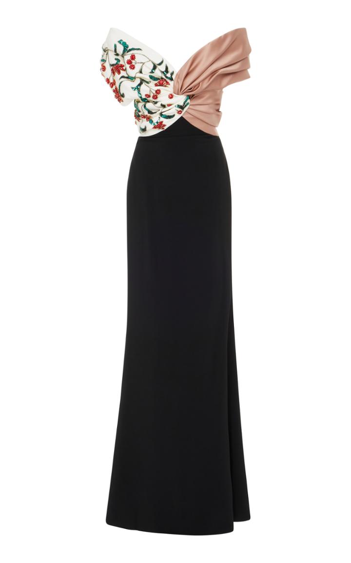 Elizabeth Kennedy Blouse With Twist Drape Detail And Floral Embroidery