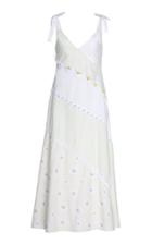 Solid & Striped Floral-appliqud Cotton-poplin Midi Dress