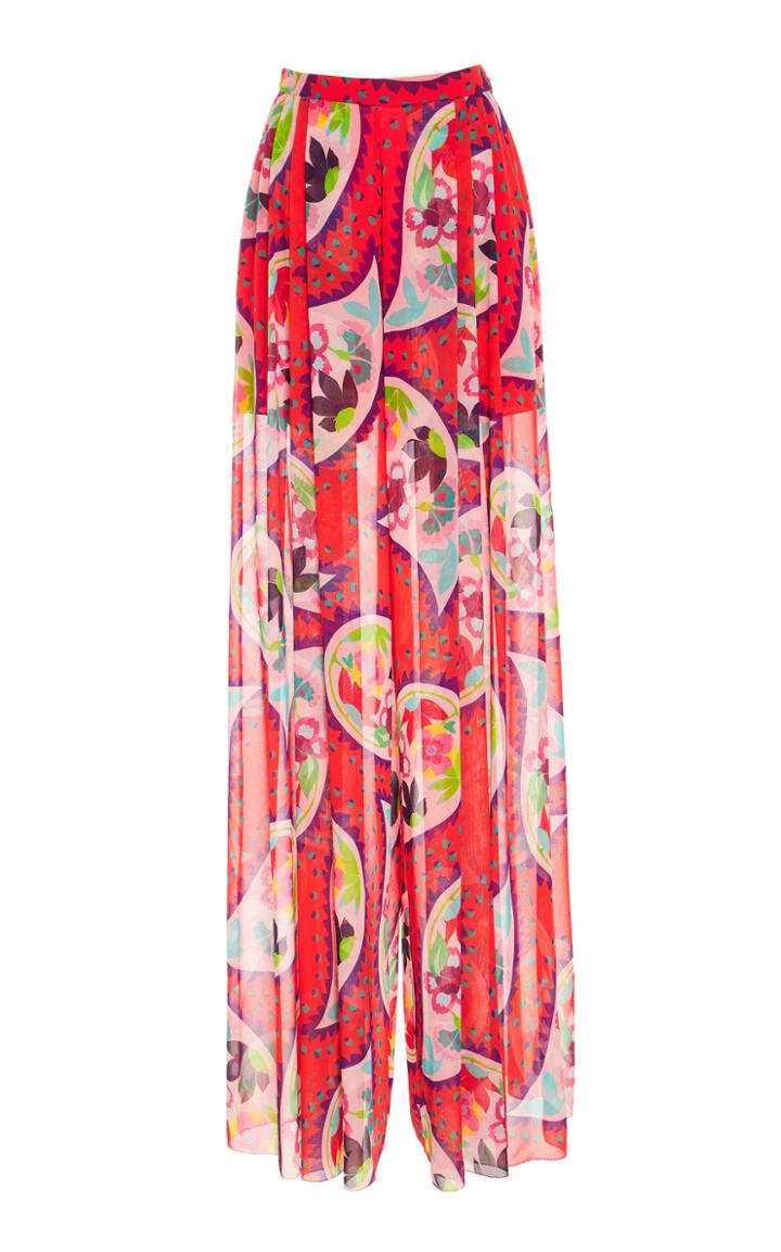 Delpozo Long Printed Silk Trouser