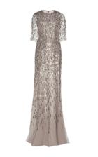 Monique Lhuillier Embroidered Gown With Integral Cape