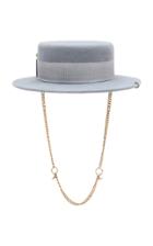 Ruslan Baginskiy Hats Chain-detailed Pierced Felt Canotier Hat