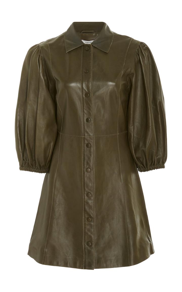 Ganni Meranti Leather Mini Dress