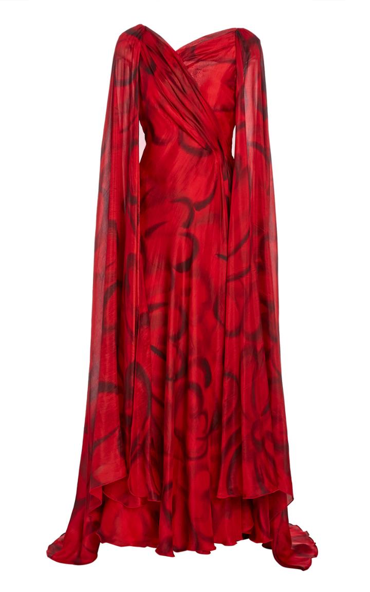 Moda Operandi Rodarte Draped Painted Crepe Cape Gown