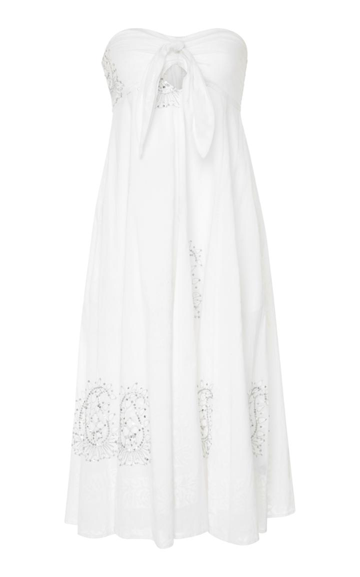 Juliet Dunn Paisley Strapless Tie-front Cotton Dress