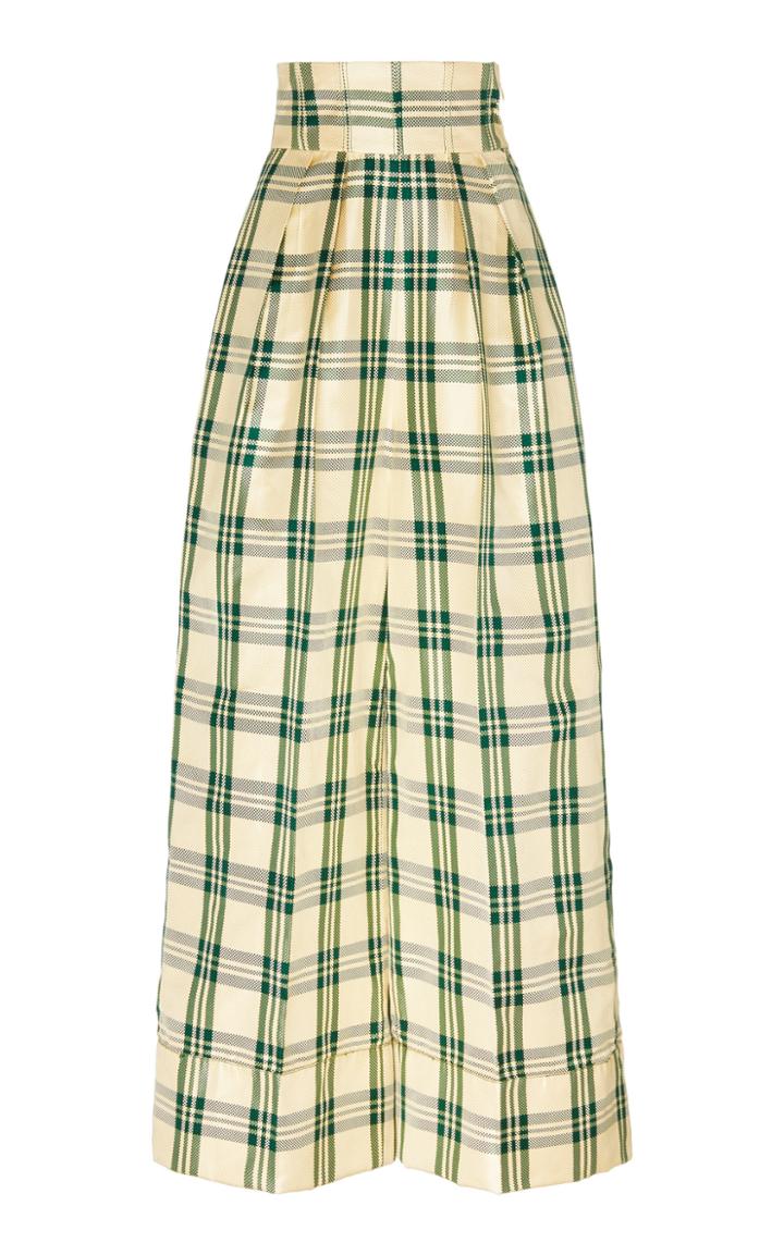 Moda Operandi Rosie Assoulin Plaid Wide-leg Silk-blend Pants Size: 2