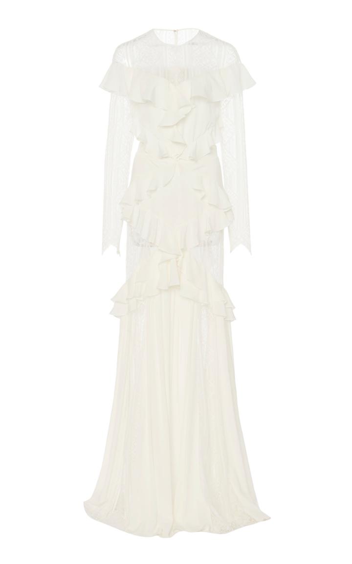 Zuhair Murad Ruffle-accented Crepe De Chine Gown