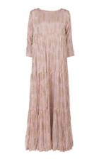Bthaina All Over Gold Embroidered Tiered Georgette Caftan