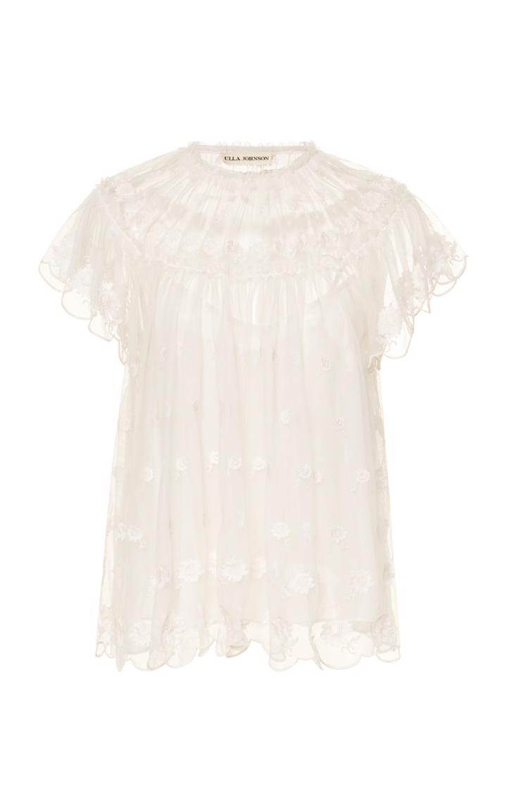 Ulla Johnson Bisou Tulle Short Sleeve Blouse