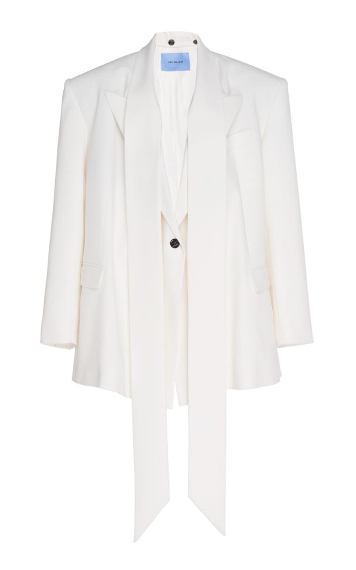 Mugler Light Crepe Wool Oversized Scarf Jacket