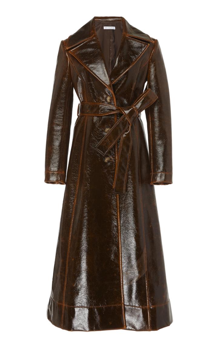 Rejina Pyo Rhea Belted Laminated Wool Trench Coat