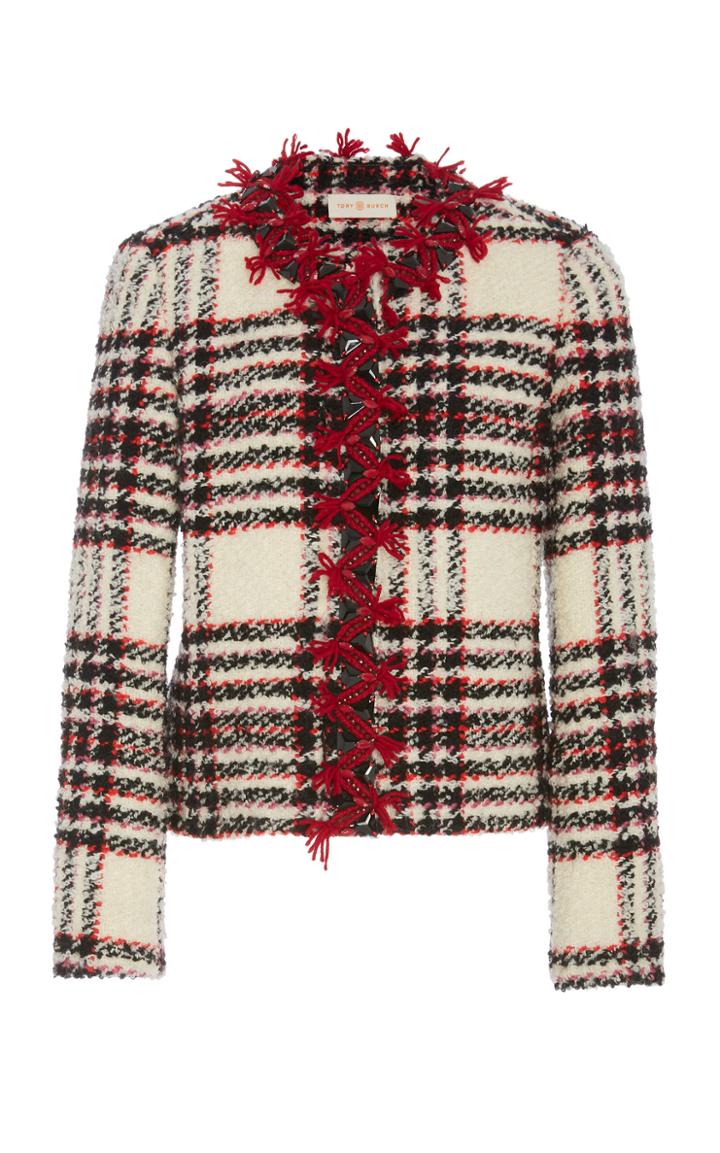 Tory Burch Tassle-trimmed Tweed Wool Jacket