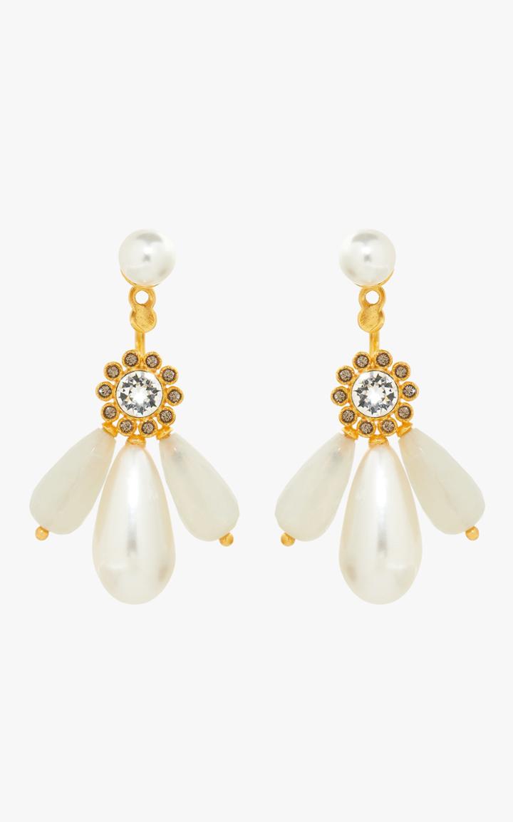 Moda Operandi Erdem Crystal Pearl Swing Earrings