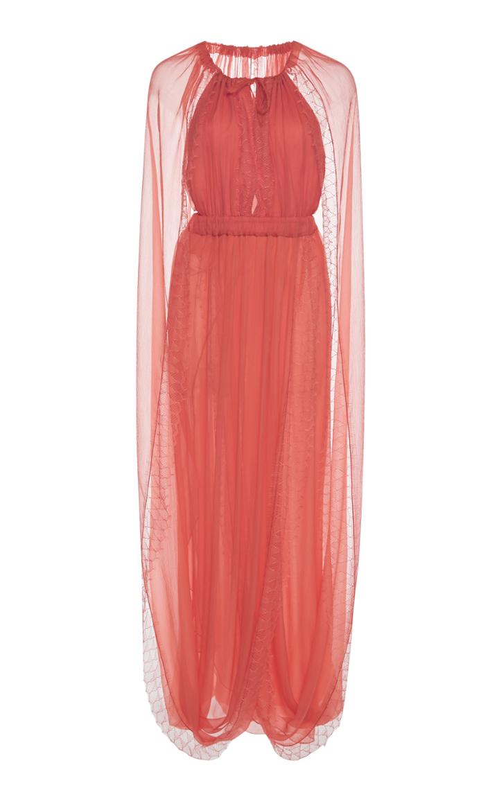 Alberta Ferretti Chiffon Cape Dress