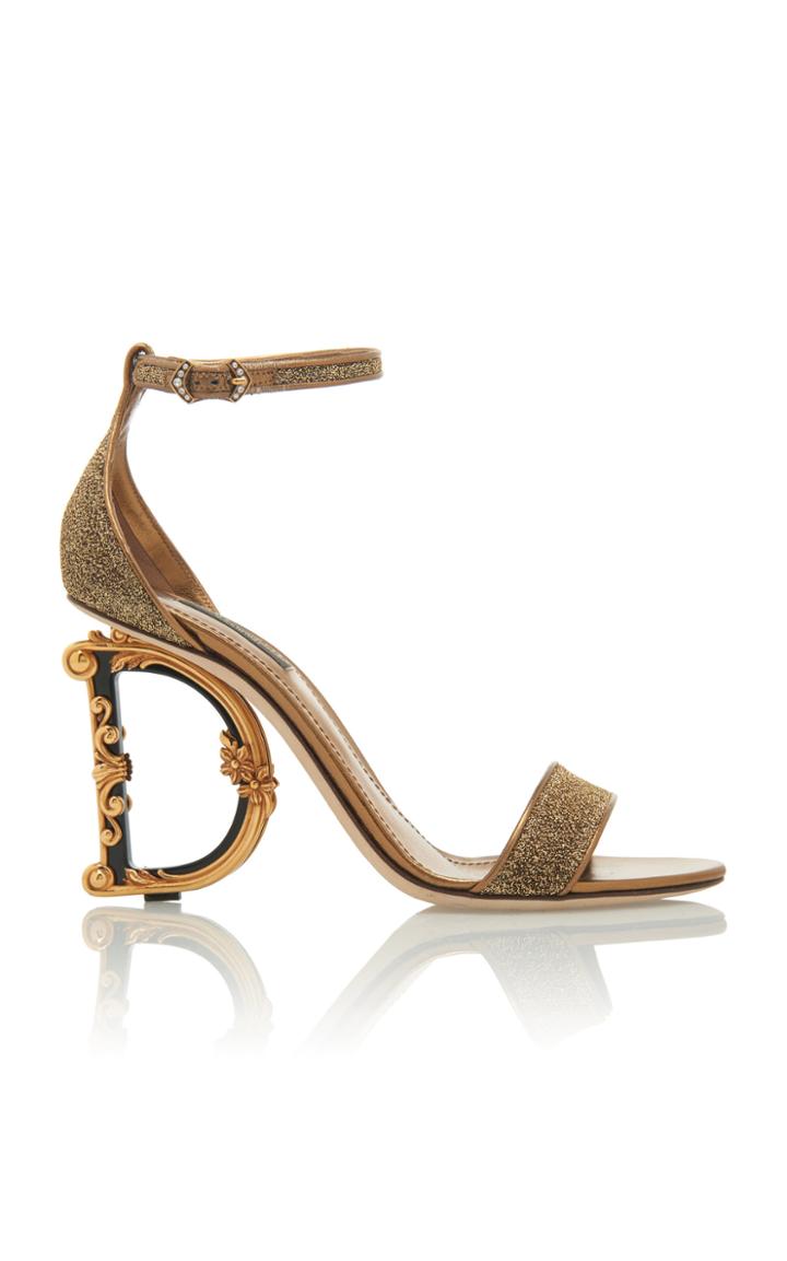 Dolce & Gabbana Logo Heel Lurex Sandals