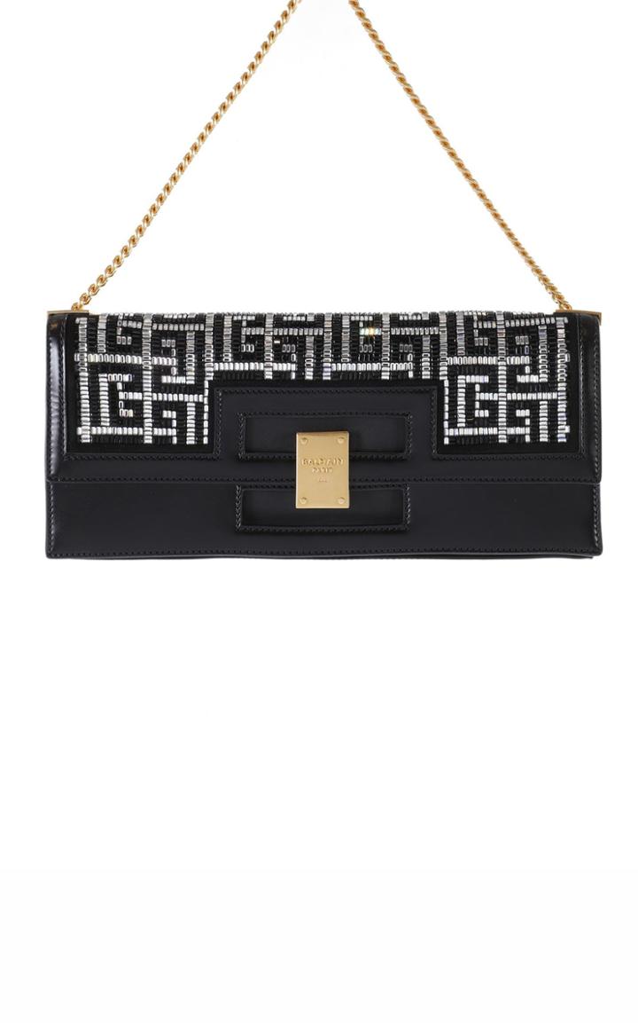 Moda Operandi Balmain 1945 Oversize Crystal Monogram Clutch