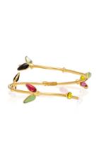 Gripoix Bamboo Adjustable 24k Gold-plated Brass And Poured Glass Bangle Bracelet
