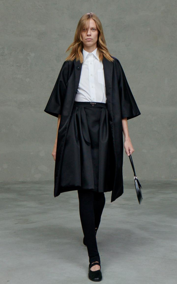 Moda Operandi Prada Logo-detailed Pleated Nylon Gabardine Midi Skirt
