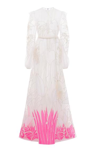 Moda Operandi Valentino Sheer Embroidered Silk Gown Size: 36