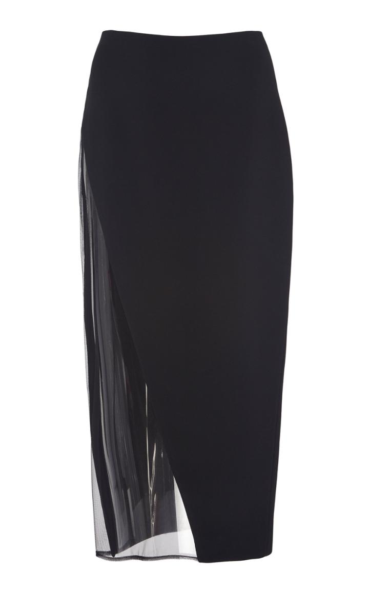 David Koma Tulle-trimmed Stretch-crepe Pencil Skirt Size: 6