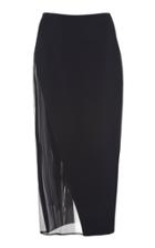 David Koma Tulle-trimmed Stretch-crepe Pencil Skirt Size: 6