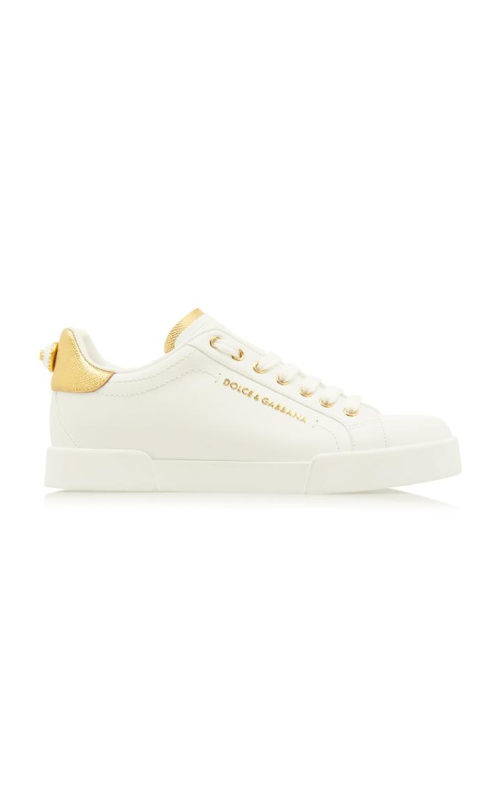 Dolce & Gabbana Portofino Patent Leather-trimmed Sneakers Size: 36