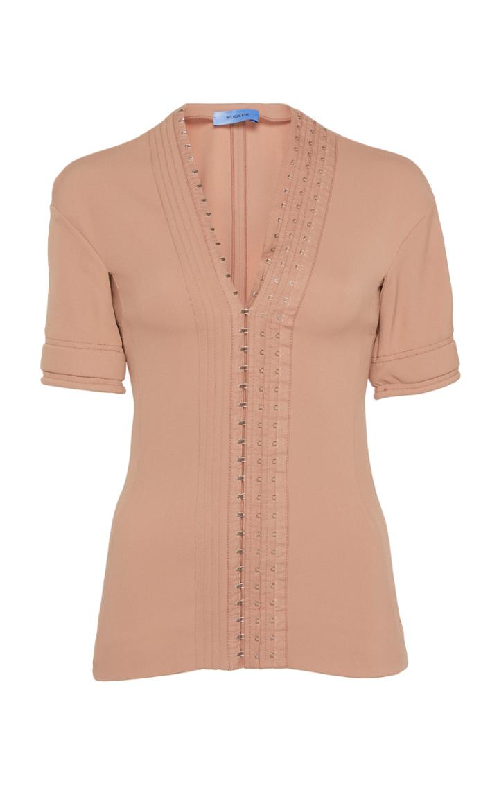 Mugler Short-sleeve Stretch Crepe Top