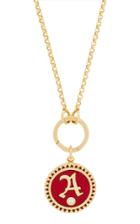 Foundrae Red Petite Champleve Enamel Initial Medallion On Annex Link Necklace