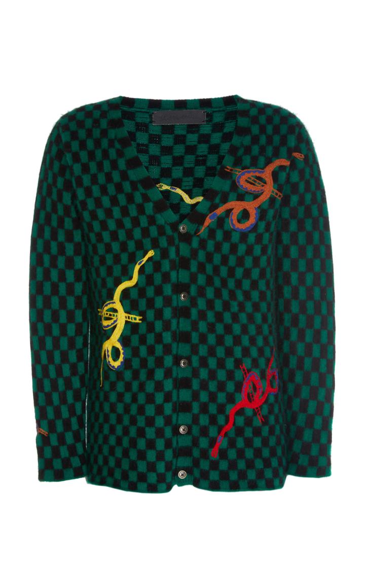 The Elder Statesman Snakes & Ladders Big Checks Cardigan