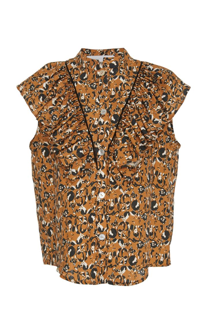 Christine Alcalay Ruffle Neck Sleeveless Top