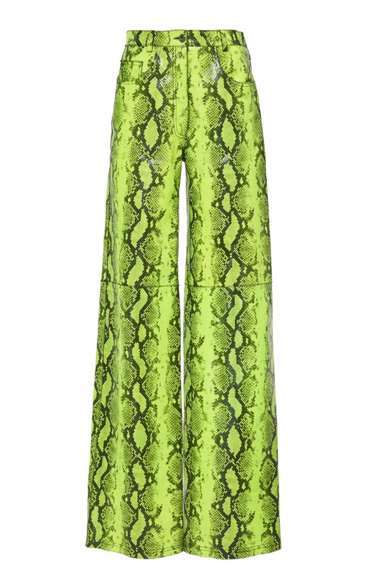 Off-white C/o Virgil Abloh Python High-rise Leather Flared Pants