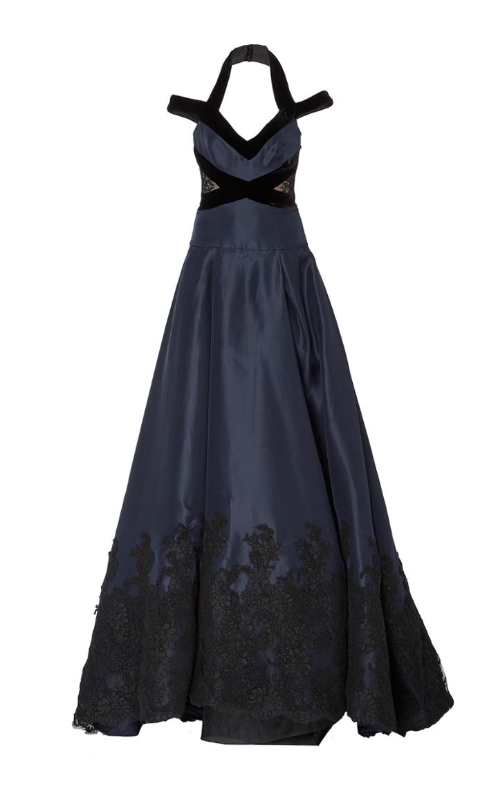 Monique Lhuillier Off The Shoulder Halter Ball Gown