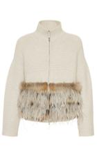 Fabiana Filippi Fur Detail Zip Up Cardigan