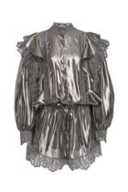 Alberta Ferretti Metallic Ruffled Silk Blend Jumpsuit