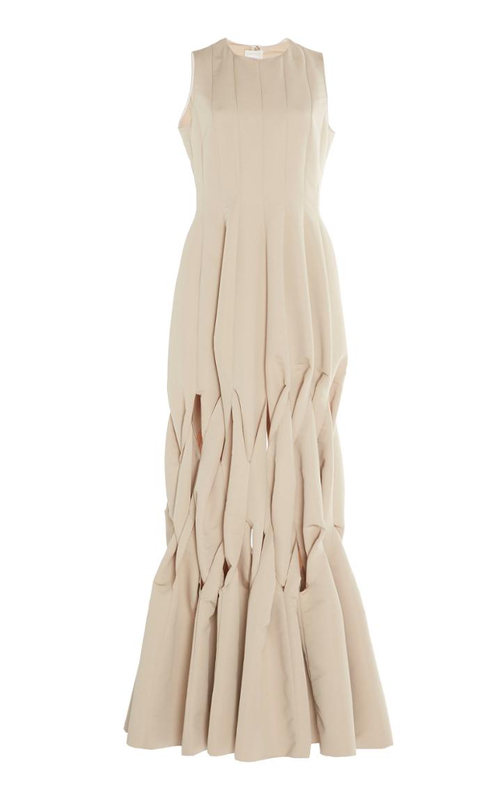 Maison Rabih Kayrouz Faille Pleated Maxi Dress