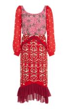 Saloni Ruffled Embellished Silk-chiffon Midi Dress