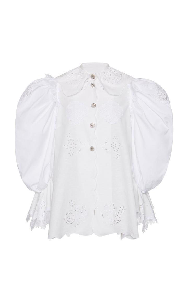 Dolce & Gabbana Eyelet Linen-blend Blouse