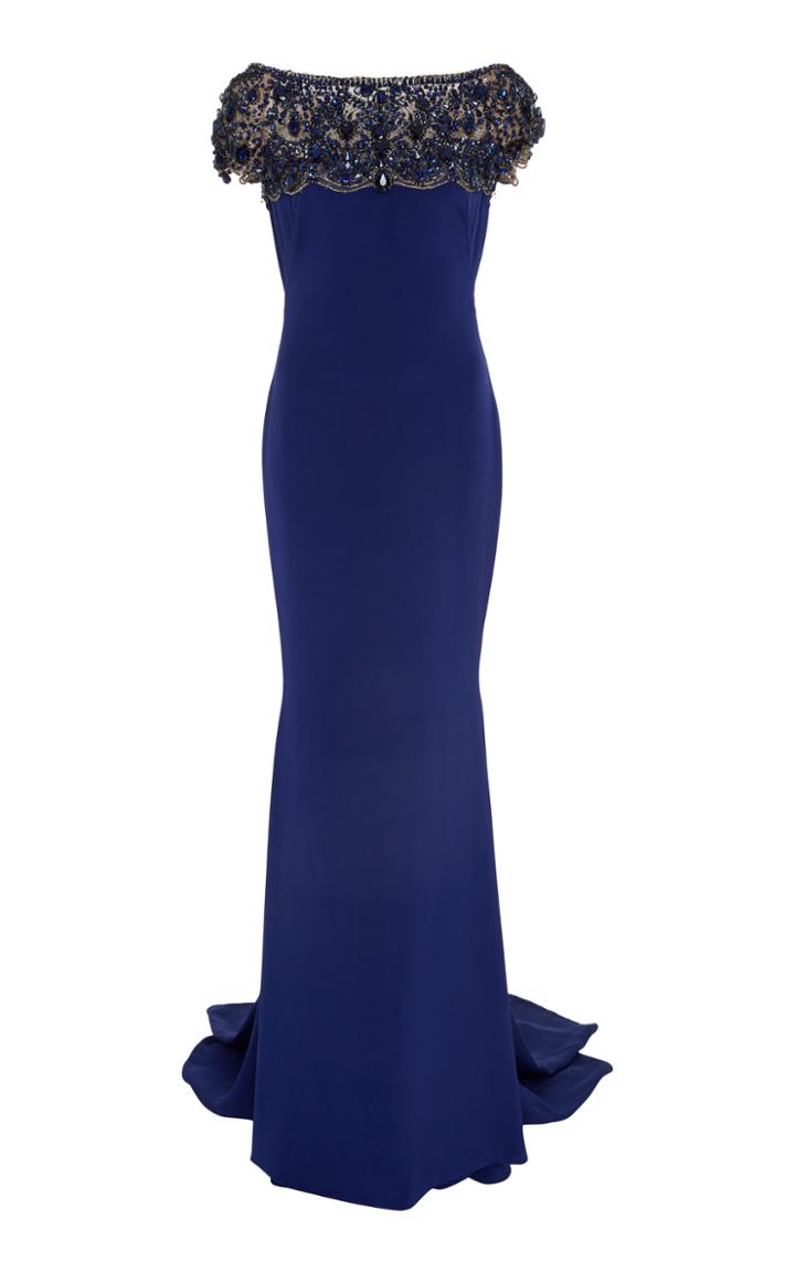 Marchesa Jeweled Bodice Fitted Gown