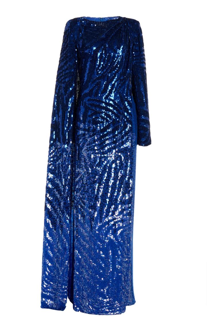Moda Operandi Jenny Packham Tyra Cape-sleeve Sequin-patterned Gown