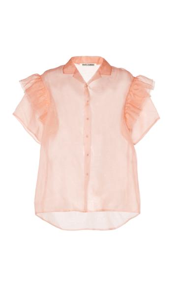 Anas Jourden Ruffled Short-sleeve Organza Blouse