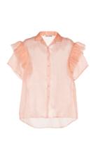 Anas Jourden Ruffled Short-sleeve Organza Blouse