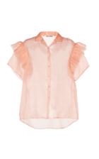 Anas Jourden Ruffled Short-sleeve Organza Blouse