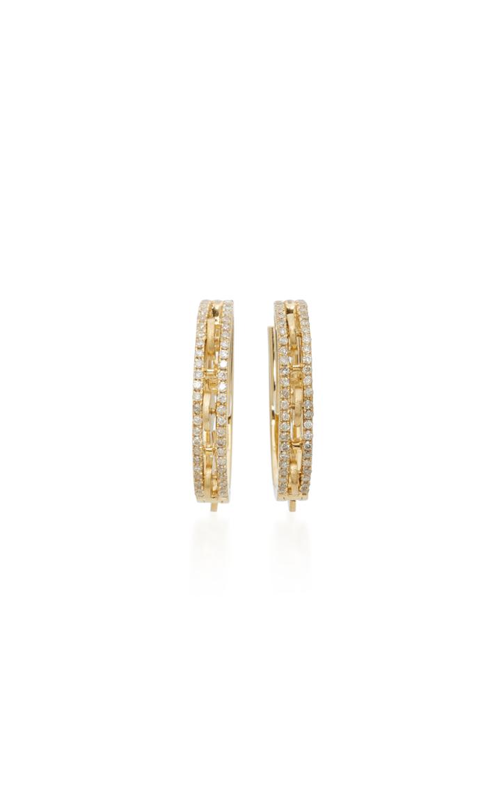 Yvonne Leon 18k Gold Diamond Hoop Earrings